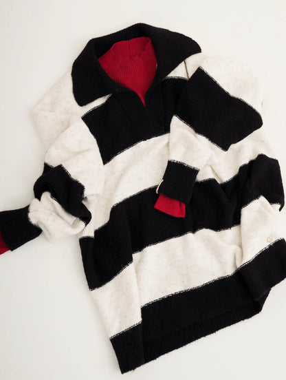 Blusa com padronagem em listras e gola polo Biamar 12528