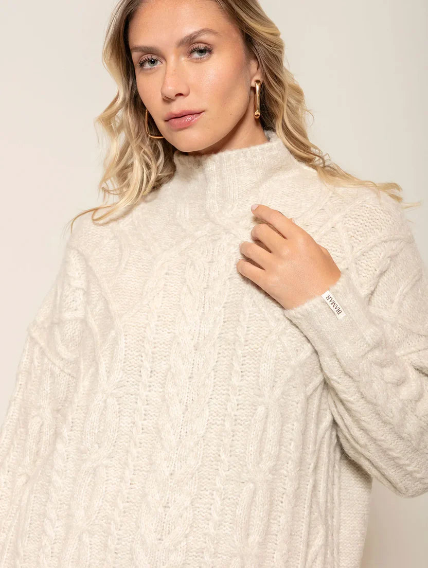 Blusa alongada com tecimento em tranças Biamar 12455