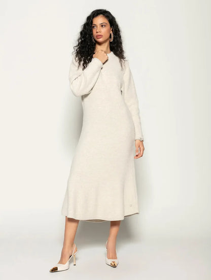 Vestido midi com decote redondo e mangas de cava posta Biamar 12197