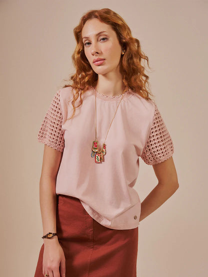 Blusa com detalhe em tricô Biamar 12307