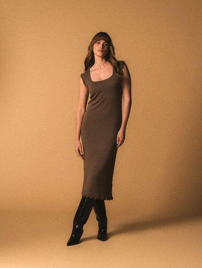 Vestido midi em algodão com detalhes em ponto araucária Biamar 12452