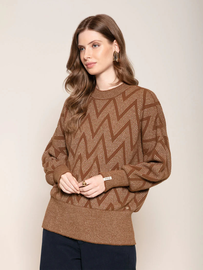 Blusa alongada com padronagem geométrica Biamar 12511
