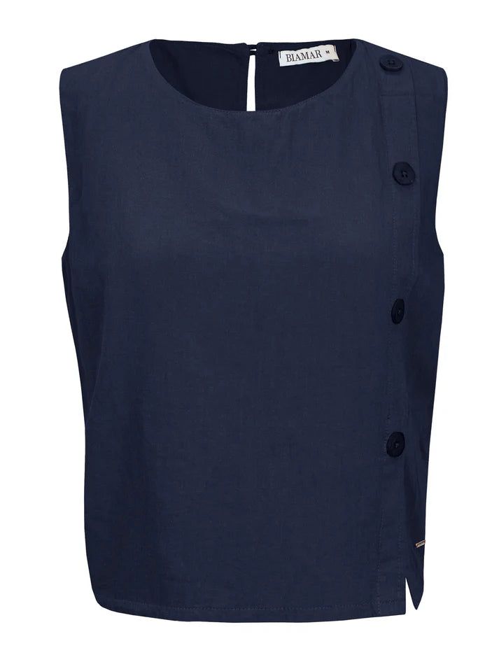 REGATA CROPPED COM FENDA FRONTAL E DETALHES EM BOTÕES BIAMAR 12071
