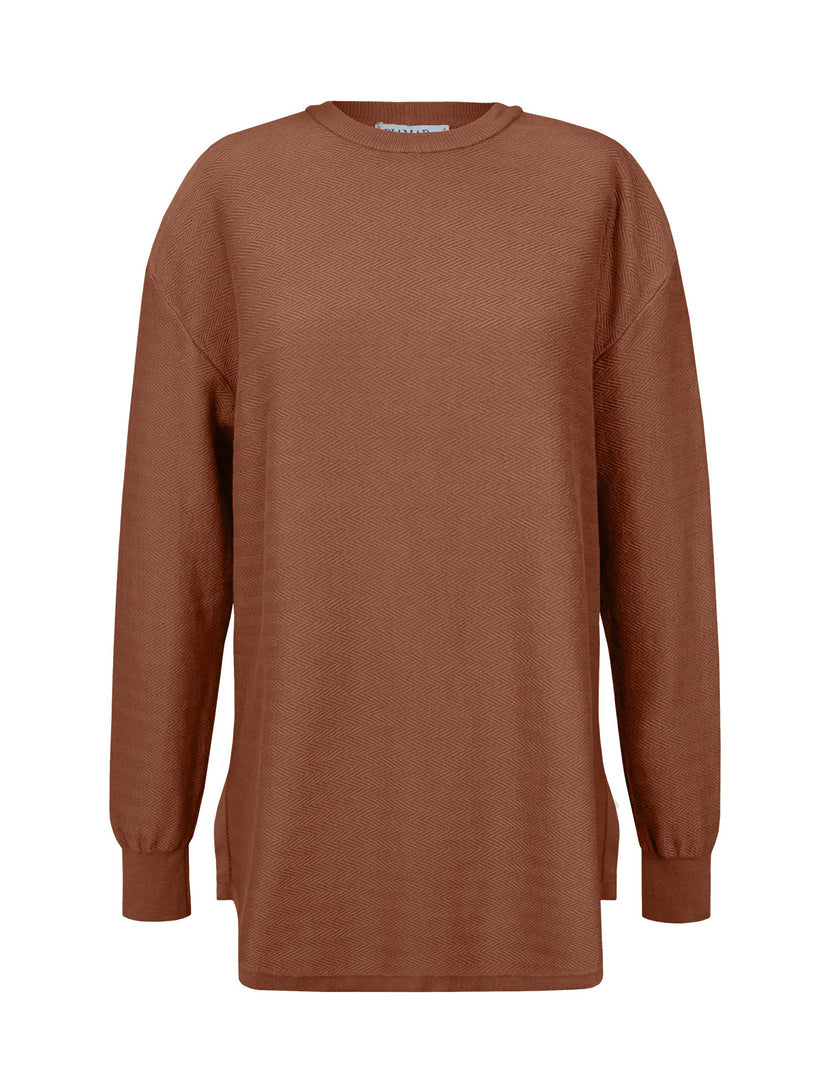 BLUSA ALONGADA EM ALGODÃO COM GOLA REDONDA, FENDAS E MANGAS DE CAVA POSTA BIAMAR