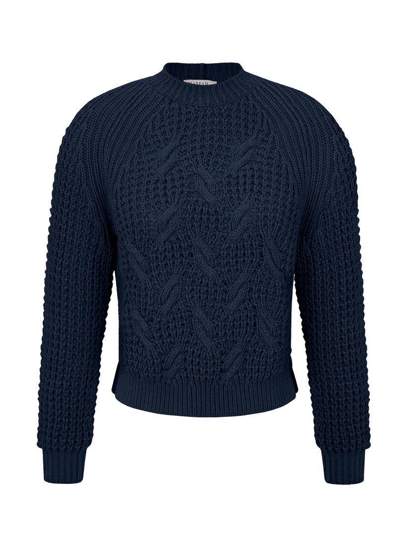 BLUSA DE ALGODÃO COM TECIMENTO DE FOLHAS E MANGAS DE CAVA RAGLAN BIAMAR 11928