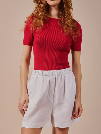 Blusa canelada com decote canoa Biamar 12501