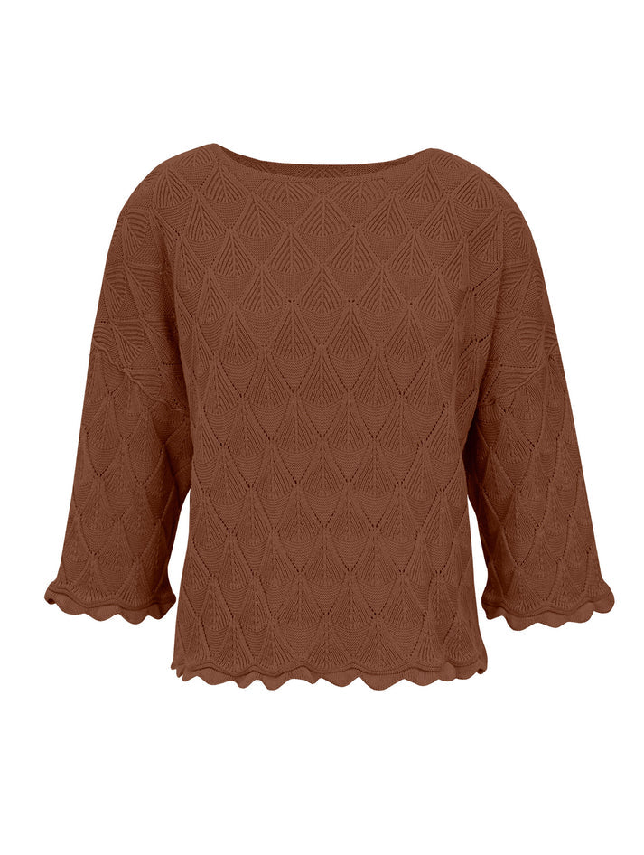 BLUSA EM ALGODÃO COM TRAMA DETALHADA E BARRA ONDULADA BIAMAR 11981
