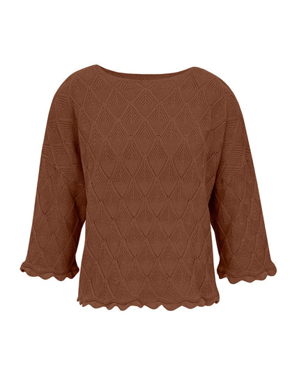 BLUSA EM ALGODÃO COM TRAMA DETALHADA E BARRA ONDULADA BIAMAR 11981