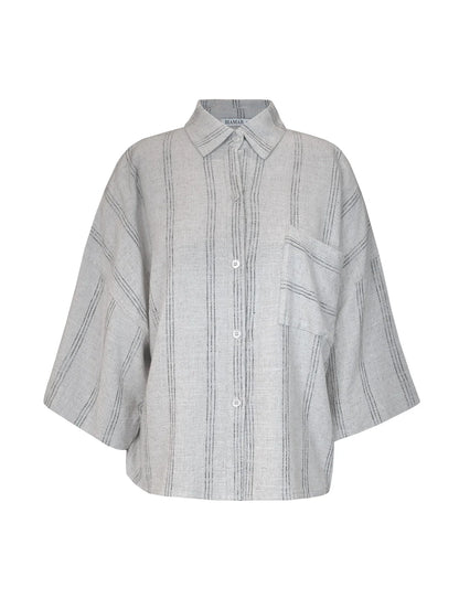 CAMISA COM PADRONAGEM EM LISTRAS, BOTÕES E MANGAS DE CAVA QUADRADA BIAMAR 12023